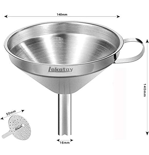 5.5-Inch 14CM Stainless Steel Kitchen Funnel with Strainer Filter for Transferring of Liquid Dry Ingredients and Metal Cooking Funnel - Image 2