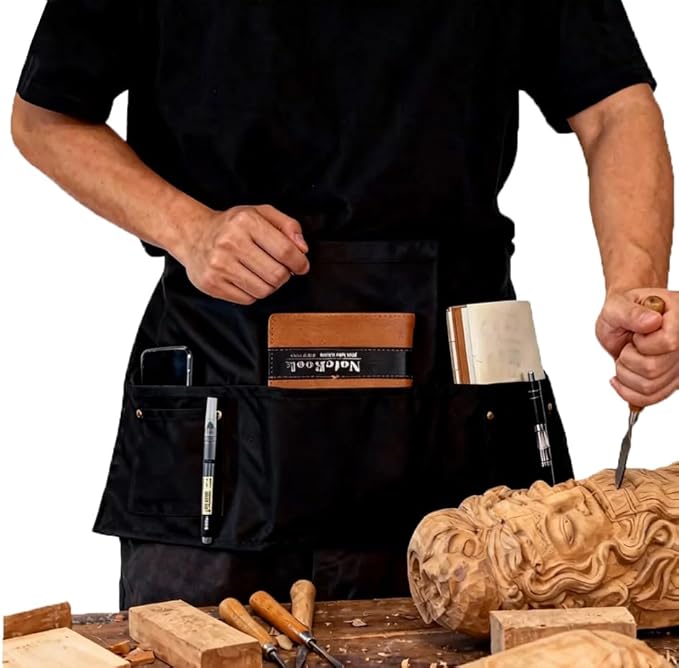 TiwerlfeServer Waist Aprons with 5 Pockets - 11.5 Inch Waterdrop & Oil Resistant Waitress Waiter Half Apron
