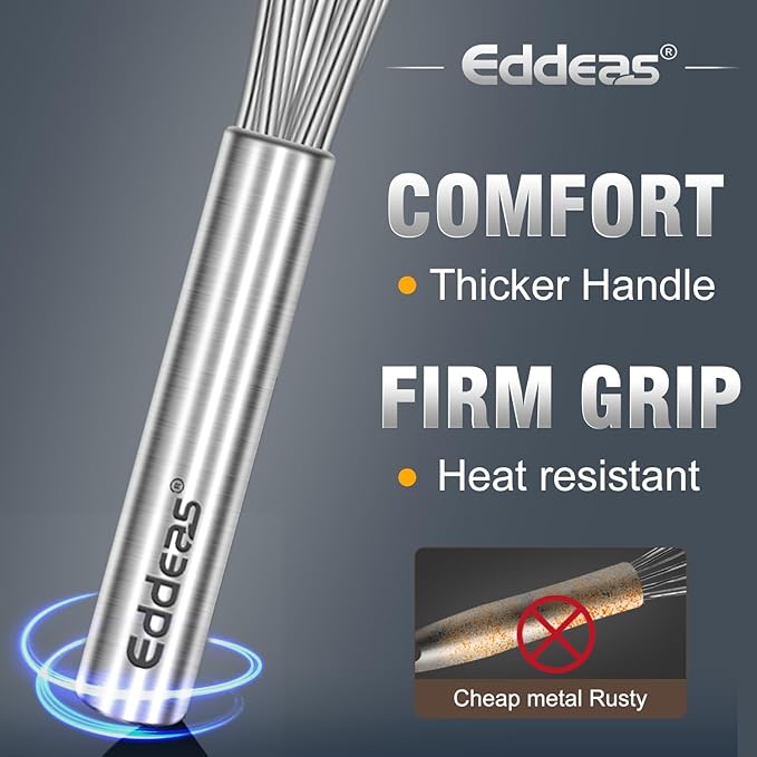 Eddeas 17in Large Whisk,Heavy Duty whisk, Stainless Steel whisk Suitable for Mixing Thick batter, Dry Ingredients and Seasonings.Accessories for professional commercial kitchens. - Image 5
