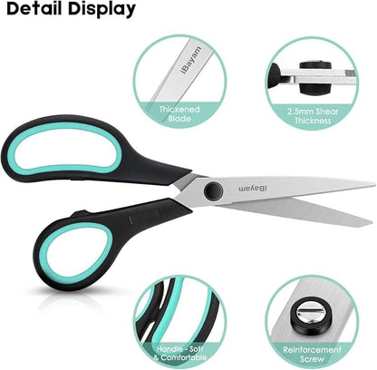 School Office Scissors Bulk, Set of 24-Pack, 8" All Purpose Sharp Scissors with Comfort-Grip Handles for High/Middle School Student Teacher, Office Home Sewing Fabric Supplies, for Right Left Handed - Image 5