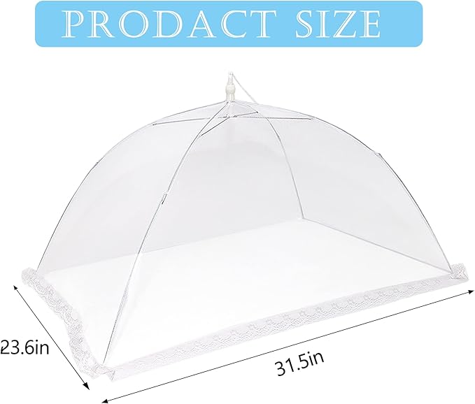 2 PCS Extra Large Food Covers Nets for Outside（40"X24"）umbrella Mesh Screen Covers for Outside Pop-Up Mesh Reusable and Collapsible Food Nets for Parties Picnics Outdoor BBQS… - Image 2