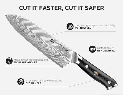 Damascus Knife Set 3 PCS: Japanese Kitchen Knives with VG10 Steel Core, Ultra-Sharp Professional Chef Knife Set, Full Tang G10 Handle, NSF Food-Safe, Elegant Box for Men Him Husband, Mothers Day