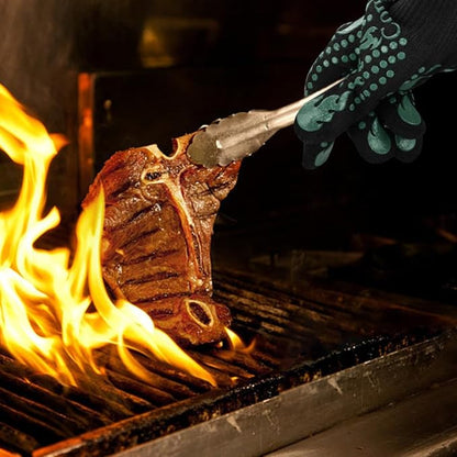 Comsmart BBQ Gloves, 1472°F Heat Resistant Grilling Gloves Silicone Non-Slip Oven Gloves Long Kitchen Gloves for Barbecue, Cooking, Baking, Short, Green - Image 7