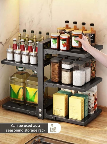 adjustable Pot and Pan Organizer for Cabinets - Heavy Duty No Drill Storage Rack, Fits 20 Inch Deep Shelves, Space Saving Under Shelf Design (each layer Max Load 15lbs)