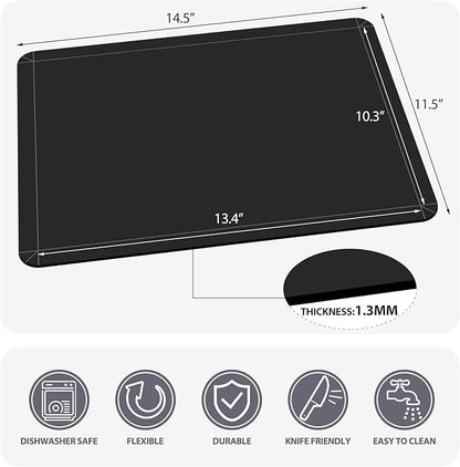 WK Flexible Plastic Cutting Boards Mats with Lip, Foldable Cutting Board for Kitchen Set of 3, Black Cutting Boards for Meat, Nonslip Cutting Mats Sheets, BPA Free, Dishwasher Safe - Image 4