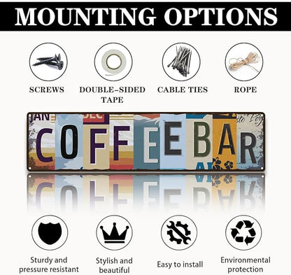 Coffee Bar Sign for Coffee Bar Decor, Retro Tin Metal Sign, Rustic Farmhouse Wall Decors, Wall Decorations, Vintage Home Decor for Kitchen, Coffees Corner Station Decors, 15.8x4 Inches - Image 3