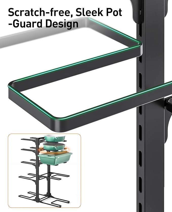 ORDORA 10-Tier Pots and Pans Organizer under Cabinet, Kitchen Cabinet Organizers and Storage, Heavy Duty Pots and Pan Storage Rack Organizer inside Cabinet, Adjustable - Image 7