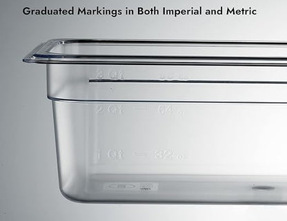 CURTA 6-Pack 1/3 Size 4" Deep NSF Polycarbonate Food Pans | Dishwasher & Freezer Safe Clear Container for Prep Tables, Buffet, Salad Bar, Commercial & Home Kitchen