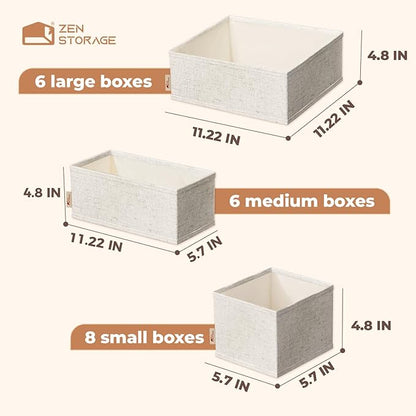 Cotton Linen Drawer Organizers for Baby Clothes, 20Pack Multi-Size Nursery Dresser Dividers for Clothes, Premium Foldable Storage Bins for Bedroom, Closet and Diaper Table, Beige - Image 8