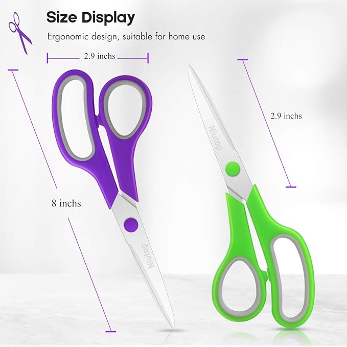 Scissors Bulk Set of 25-Pack, Niutop 8" Multipurpose Sharp Sewing Craft Shears Fabric Scissors for Office Home High/Middle School Student Office Teacher Supplies, Comfort-Grip Right/Left Handles - Image 3