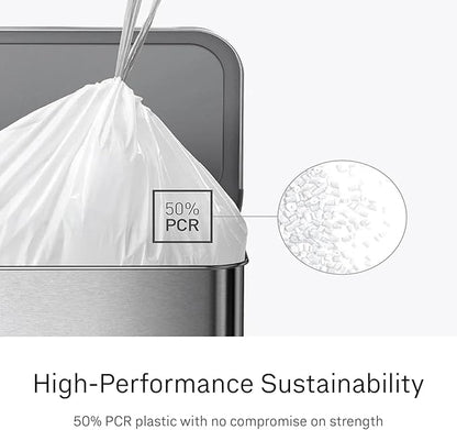 simplehuman Code K 100 Count Custom Fit Liners, Drawstring Kitchen Trash Bags, One-by-One Mess-Free Dispense, Extra Thick & Double Seamed, 50% PCR Plastic, 30-45 Liter / 8-12 Gallon, White