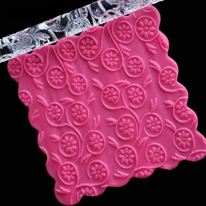 Rengue Acrylic Rolling Pin with 28 Patterns, Compliant Material, Comfortable Grip, 16 X 1 Cm, Lightweight for Dough and Pastry Acrylic Rolling Pin with 28 Patterns, Nan Kitchen (#26)