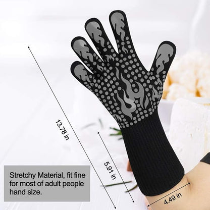 Comsmart BBQ Gloves, 1472F Heat Resistant Silicone Non-Slip Oven Mitts, Long Kitchen Gloves Perfect for Grilling, Cooking, Baking, Cutting - Image 3