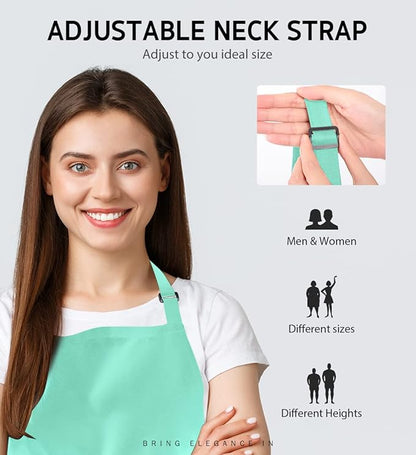 Syntus Apron for Men Women, Adjustable Cooking Kitchen Chef Aprons with 2 Pockets, Cotton/Polycotton/Polyester - Image 5