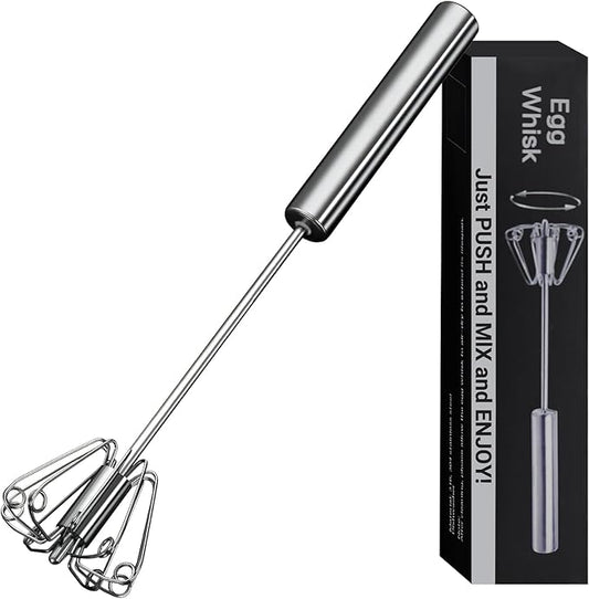 Egg Whisk, Upgraded Stainless Steel Semi Automatic Whisk,Hand Wisk Egg Beater Easy to Use for Making Cream, Blending, Whisking, Beating & Stirring (12 Inch) by JLiup