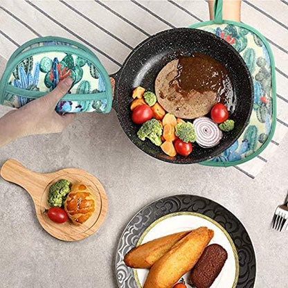 Pot Holders Set of 2 with Transparent Clear Silicone Shell and Nice Cactus Flower Cotton Lining, Heat Resistant to 500 F Kitchen Oven Gloves Pot Holder for Cooking (Cactus Flower, Potholders) - Image 7