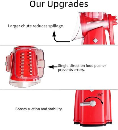 Upgrade Rotary Cheese Grater Shredder with Handle, Strong Suction Base, Multi-purpose Rotary Grater Slicer with 5 Interchangeable Blades for Ice, Vegetables, Fruit, Nuts with Blade Storage Box - Image 4