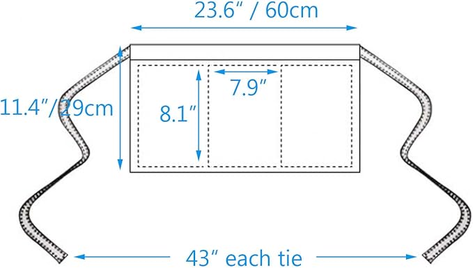 BOHARERS Waist Apron with 3 Pockets 3 Pack - White Waitress Server Short Apron - Image 5