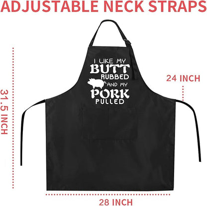 Rosoz Funny BBQ Black Chef Aprons for Men, Grill Apron Adjustable Kitchen Cooking Aprons with Pocket Waterproof Oil Proof Valentine's Day/Birthday