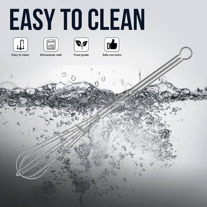 Eddeas Mini whisk, Small Whisk 2 Pieces, 5in and 7in 304 Stainless steel Wire Whisk for Whisking, Beating, Mixing Sauces, Blending Ingredients - Image 8