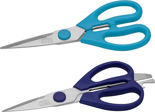 Chicago Cutlery 2-Pack Soft Grip Kitchen Scissors Shears With Bottle Opener, All Purpose Stainless Steel Utility Scissors, For Everyday Kitchen Office Home Arts & Craft