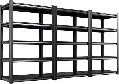 Set of 3 71"HGarage Shelving-2050LBS 5 Tier Storage Shelves,Adjustable Heavy Duty Metal Shelving Unit and Storage Large Rack,Utility Steel Shelf For Shop Warehouse Industrial Pantry 71"x35"x16"