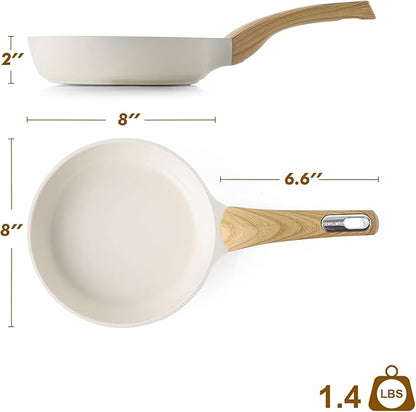SENSARTE Ceramic Nonstick Frying Pan Small Skillet 8/9.5/11/12.5Inch Non Stick Omelet Pan, Non-toxic Kitchen Cooking Chef's Pan, Free of Intentionally Added PFOA/PFAS/PTFE, Induction Compatible, White - Image 7