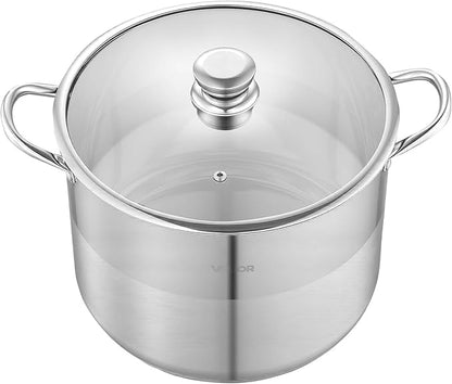 VEVOR Stainless Steel Stock Pot, 16QT Stainless Steel Stockpot with Glass Lid, PFOA-Free, PFAS-Free, Compatible with Gas Stoves, Induction Cooktops, Electric Stoves, for Soups, Stews, and Pasta - Image 9