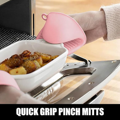 Rorecay 6pcs Oven Mitts and Pot Holders Sets for Kitchen, Extra Long Non-Slip Silicone Oven Gloves Heat Resistant 500 Degrees Potholders Hot Pads for Baking Cooking, Quilted Liner, Pink - Image 8