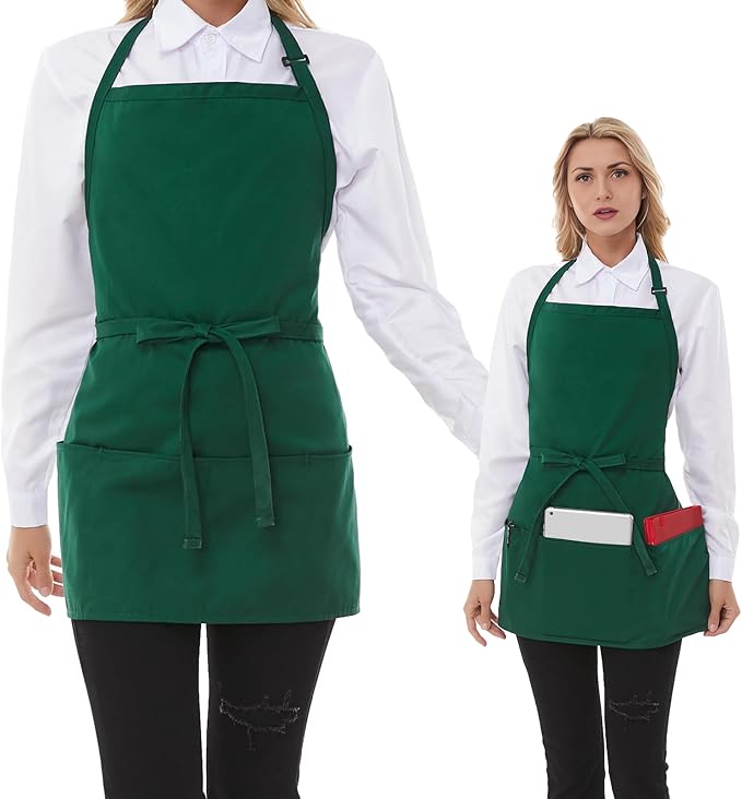 Aprons for Women with 3 Pockets, Server Apron, Aprons for Cooking, Chef Apron, Comfortable Material Adjustable