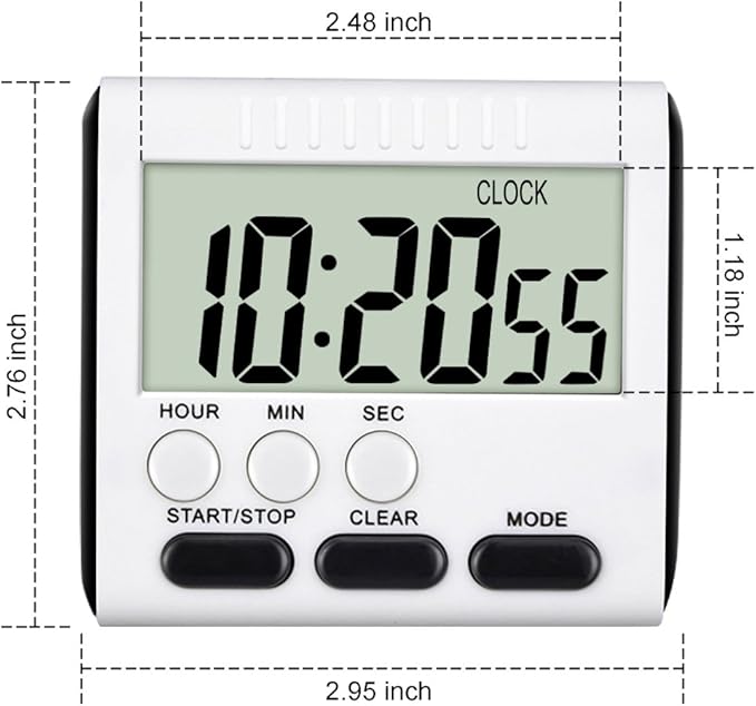 Mudder 3 Pack Digital Kitchen Timer for Cooking, Big Digits, 24 Hour Magnetic Backing Stand Kitchen Timers Clock for Classroom Kids Teachers, Loud Alarm and Big Screen (Black and White) - Image 5