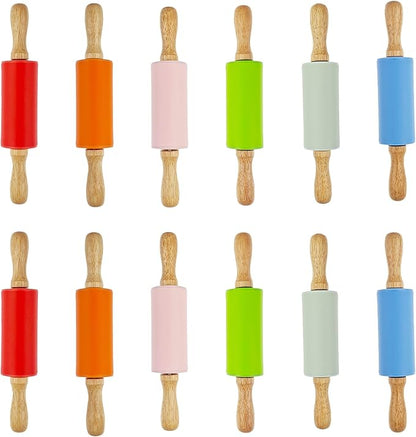 12 Pack Small Rolling Pin for Kids, 9 Inch Kids Rolling Pin for Home Kitchen (6 colors) by Miokun