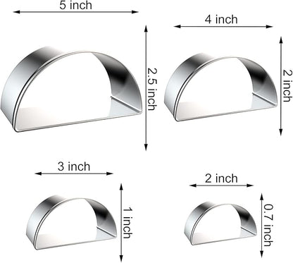 Half Circle Semicircle Cookie Cutter Set Large - 5 Inch, 4 Inch, 3 Inch, 2 Inch - Watermelon Frame Plaque Cookie Cutters Shapes Molds - Stainless Steel