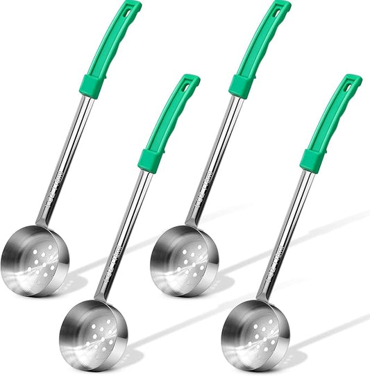 4 Ounce Stainless Steel Perforated Portion Control Ladle Spoon - 4Pcs Pizza Sauce Serving Spoons Portion Ladle for Sauces, Perfect for Weight Watchers, Buffets, Parties