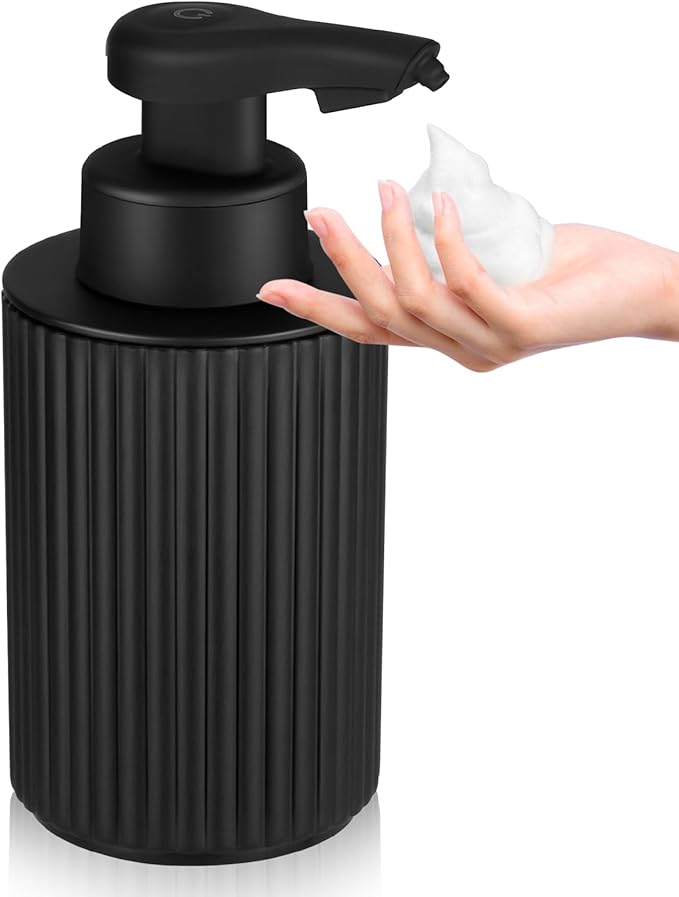 Automatic Soap Dispenser Foaming Touchless: 9oz Black Plastic - Rechargeable Electric Smart Auto Foam Soap Dispenser - Hand Dish Bathroom Kitchen by PHNEEMSAUTOMATICSOAPDISPENSER