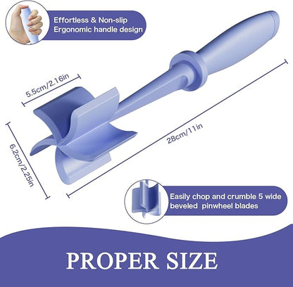 2 Pack Meat Chopper, 5 Curve Blades Ground Beef Masher, Nylon Hamburger Chopper Utensil Non-scratch Utensils-Purple - Image 4