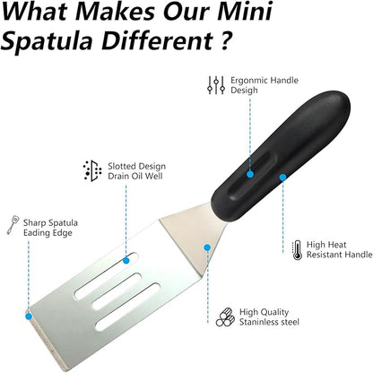 3 Pieces Small Metal Spatula Set, Mini Stainless Steel Serving Spatulas for Kitchen Use, Ideal for Flipping Pancakes, Brownies, Cookies, Cakes, Eggs – Professional Cooking & Baking Utensil
