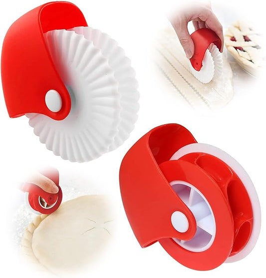 2 Pack Pastry Cutting Wheel, Pastry Wheel Decorator Pie Crust Pastry Wheel and Cutter for Cutting Pastry, Rolled Pastry Pie Crimper, Baking & Cooking Tool for Apple Pie Crust or Ravioli Pasta by Ginfonr