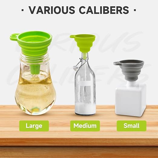 6 Pack Kitchen Funnel Set, 2025 New Food Funnel Silicone Collapsible Funnels for Kitchen, Upgrade Funnels for Kitchen Use Filling Bottles, Kitchen Gadgets (Color#B)