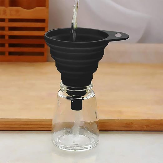 Funnels for Kitchen Use, Food Grade Silicone Collapsible Kitchen Funnel (Black) - Image 6