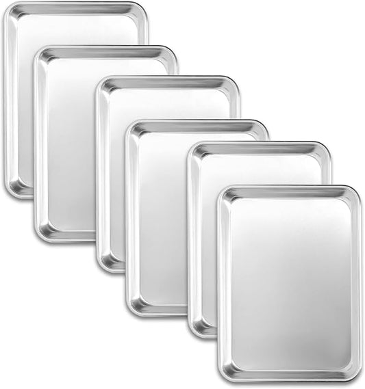 BIEAMA 6 Pack Quarter Size 13" × 10" Baking Sheet Pan Aluminum Commercial cookie sheets for baking by BIEAMA