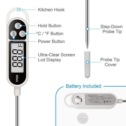 Candy Thermometer Digital Instant Read for Meat Kitchen Cooking Food Oil Deep Fry BBQ Grill Smoker (1, 9.4in-orangev) - Image 5