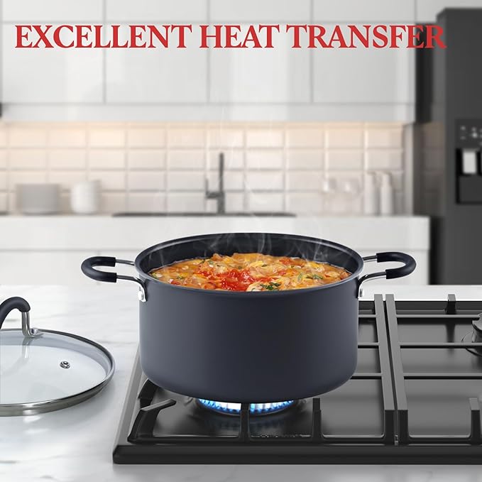Cook N Home Nonstick Stockpot Soup pot with Lid Professional Hard Anodized 10 Quart, Oven safe - Stay Cool Handles, Black - Image 3