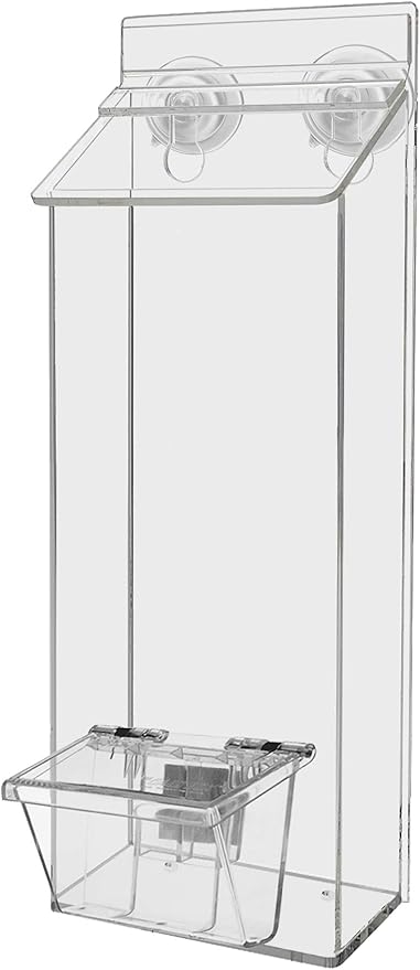 Suction Cup Outdoor Brochure Holder Holds 4 x 9 Inch Rack Cards and 3.5" x 2" Business Cards Window or Glass Wall Includes Take One Sticker Clear Acrylic Advertisement Box by Marketing Holders