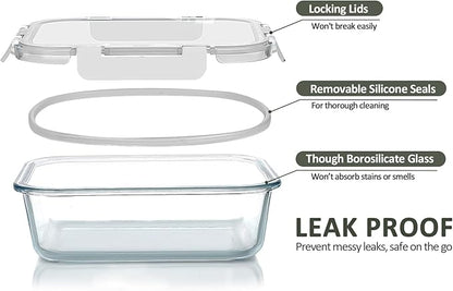 [8-Pack,30 oz]Glass Meal Prep Containers,MCIRCO Glass Food Storage Containers,Airtight lunch Containers with Lids, Microwave, Oven, Freezer and Dishwasher, White - Image 3