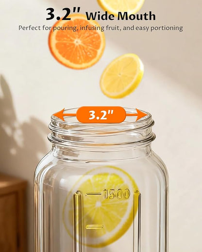 64 oz Mason Jar Pitcher – Airtight & Leakproof Glass Pitcher with Lid, Perfect for Iced Tae, Sun Tea, Cold Brew, Breastmilk, 2 Quart (1/2 Gallon) Mason Jar with Pour Spout Lid Flip-Cap & Handle - Image 5
