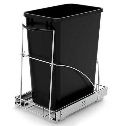 Tanamu Pull Out Trash Can Under Cabinet，Under Sink Slide Out Garbage for Kitchen，Requires 13" W X 18" D Minimum Cabinets，Not Included Can，Chrome Adjustable for 7-10 Gal Can
