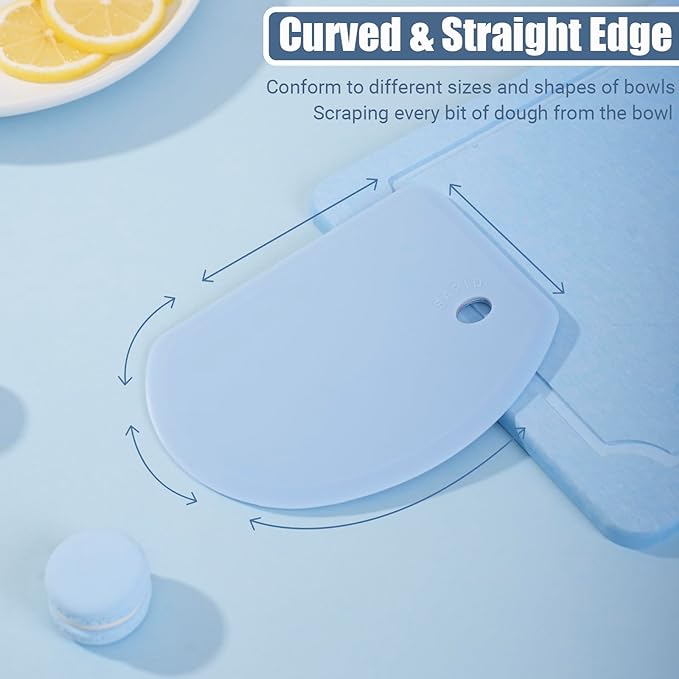 Silicone Dough Scraper with Stainless Steel Sheet, Curved Edge Flexible Bowl Scraper for Baking, Food Grade Silicone Bench Scraper for Sourdough Bread Proofing Basket, 5.98" × 4.3", Blue, SAPID - Image 4
