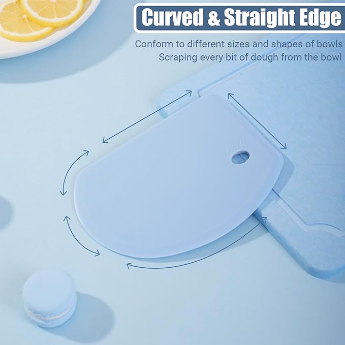Silicone Dough Scraper with Stainless Steel Sheet, Curved Edge Flexible Bowl Scraper for Baking, Food Grade Silicone Bench Scraper for Sourdough Bread Basket, Set of 2, Blue & Mint Green, SAPID - Image 4