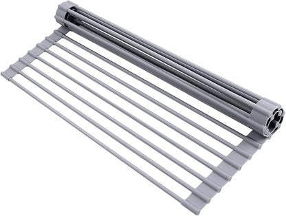 Ohuhu Roll Up Dish Drying Rack, Over The Sink Multipurpose Roll-Up Dish Racks, 16.5" W x 13" L Rolling Heat-Resistant Anti-Slip Silicone Coated Dish Drainer Portable Foldable for Kitchen Counter by Ohuhu